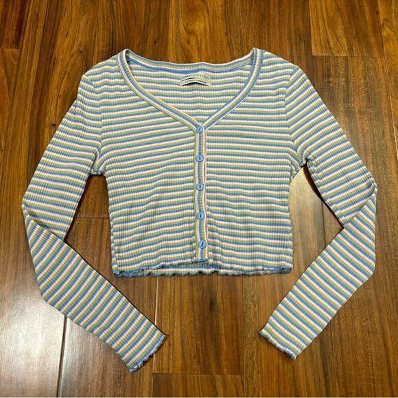 Urban Outfitters Tops - Urban Outfitters stripe crop button down long sleeve top